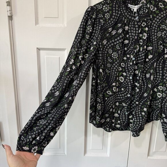 VERONICA BEARD Ashlynn Daisy Floral Stretch Silk Crepe Top Blouse Size 10 NWT - Picture 4 of 12
